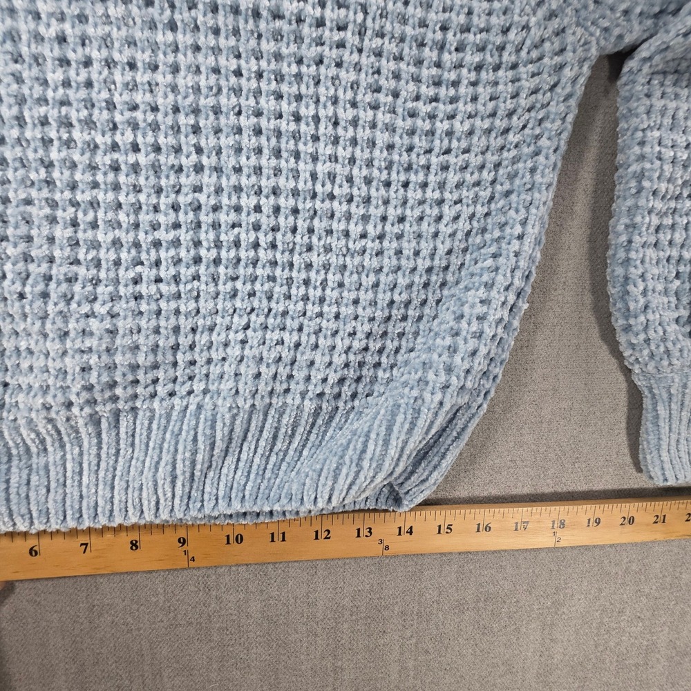 Altar'd State Sweater Womens Small Blue Chenille Waffle Knit Raglan Pullover - Picture 6 of 13